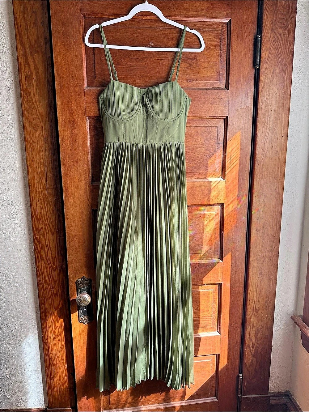 Pleated Maxi Dress in Green